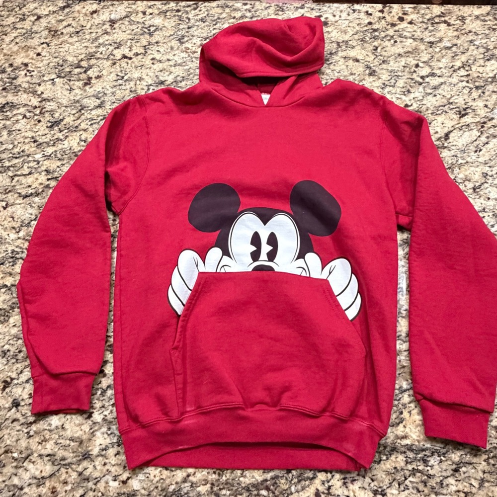 Walt Disney World Mickey Mouse Peeking Red‎ Hoodie XL Girls